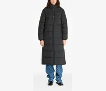 Daunenmantel mit Logo-Patch - Schwarz