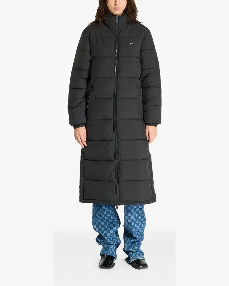 Tommy Hilfiger Daunenmantel mit Logo-Patch - Schwarz Schwarz