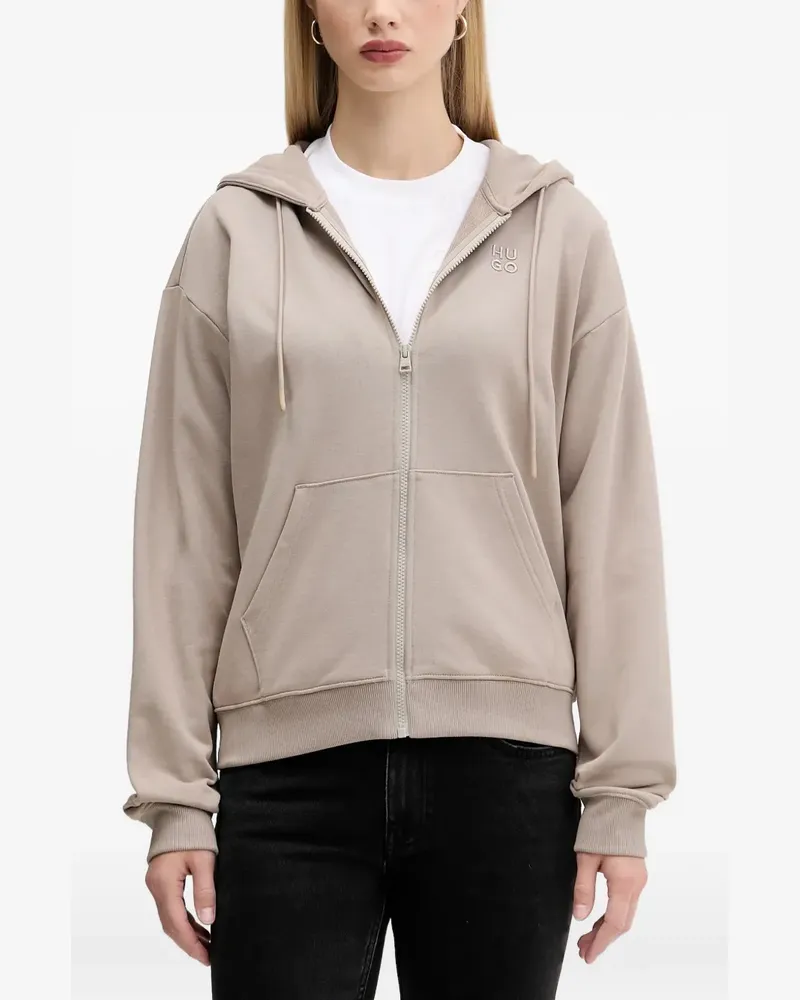 HUGO BOSS zip hooded hoodie - Nude Nude