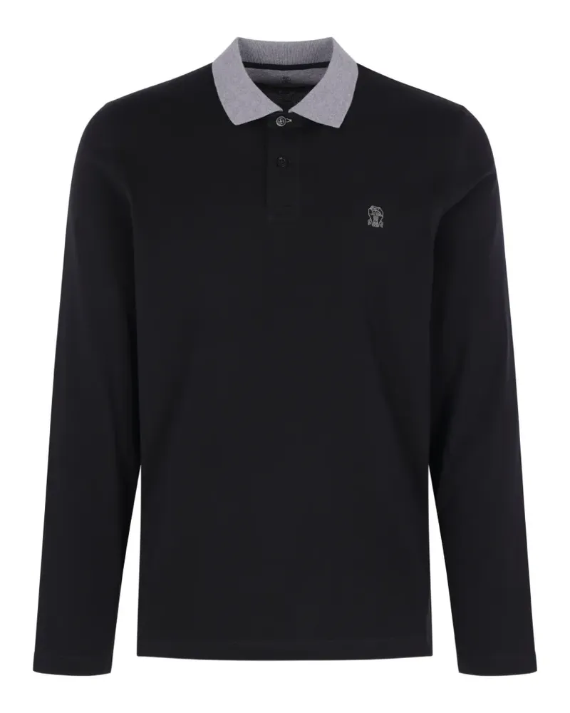 Brunello Cucinelli long-sleeve polo shirt - Schwarz Schwarz
