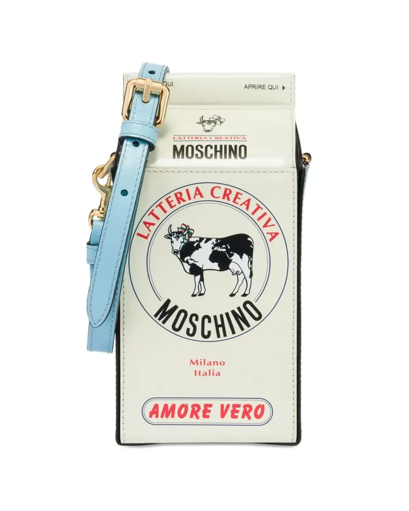 Moschino Milk Carton Schultertasche - Weiß Weiß