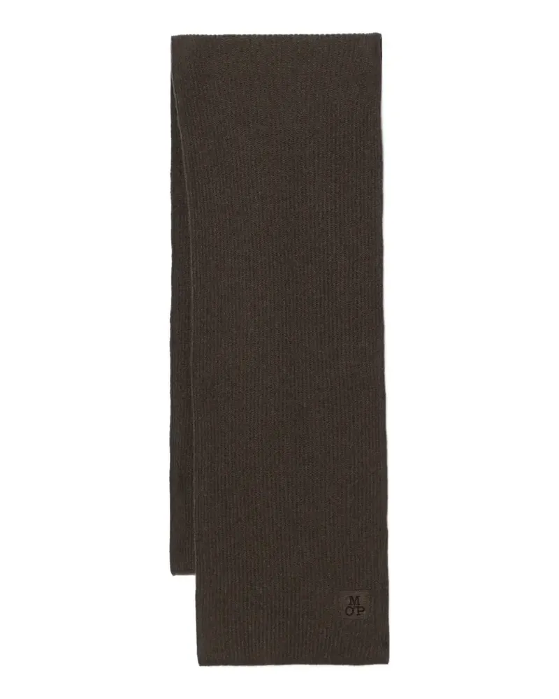 Marc O'Polo Gerippter Schal mit Logo-Stickerei - Braun Braun