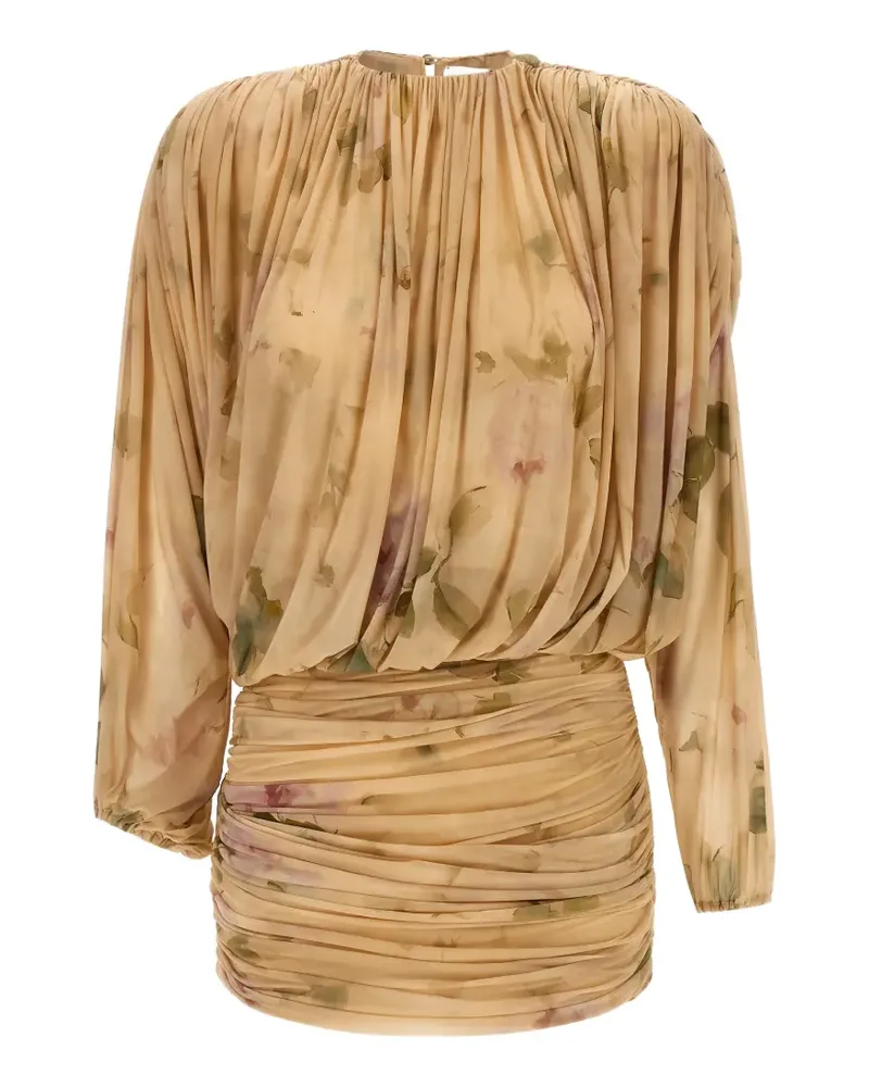 Magda Butrym floral-print draped mini dress - Nude Nude