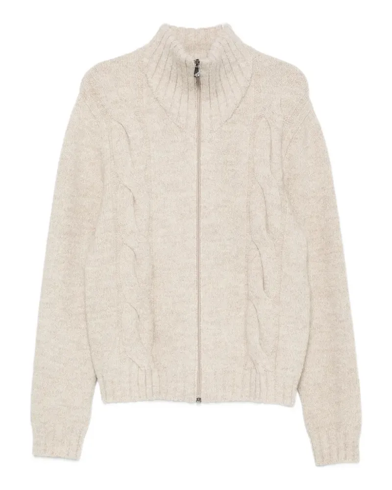 Corneliani Zopfmuster-Pullover mit Reißverschluss - Nude Nude