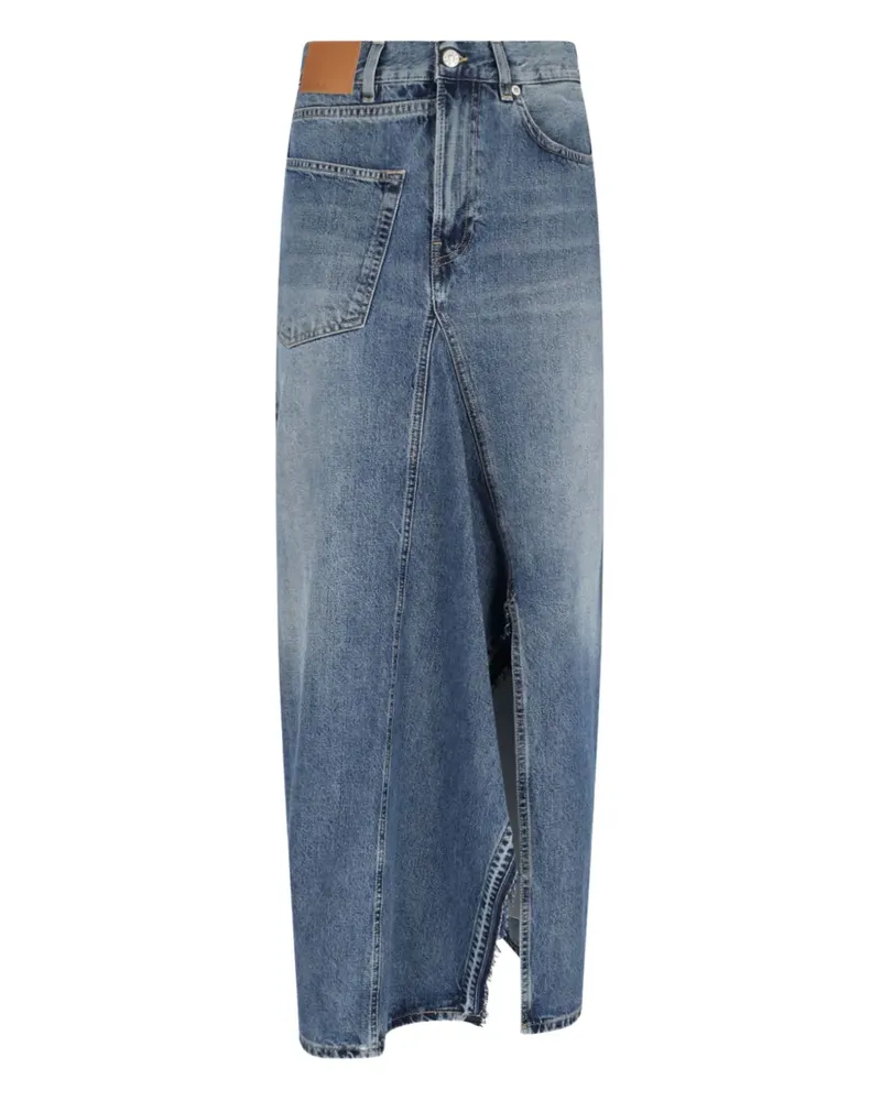 6397 Jeans-Midirock mit Schlitz - Blau Blau