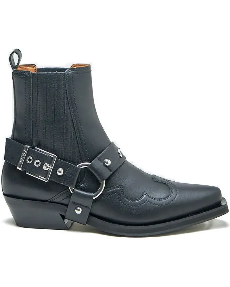 Ganni Cowboystiefel mit Western-Schnalle - Schwarz Schwarz