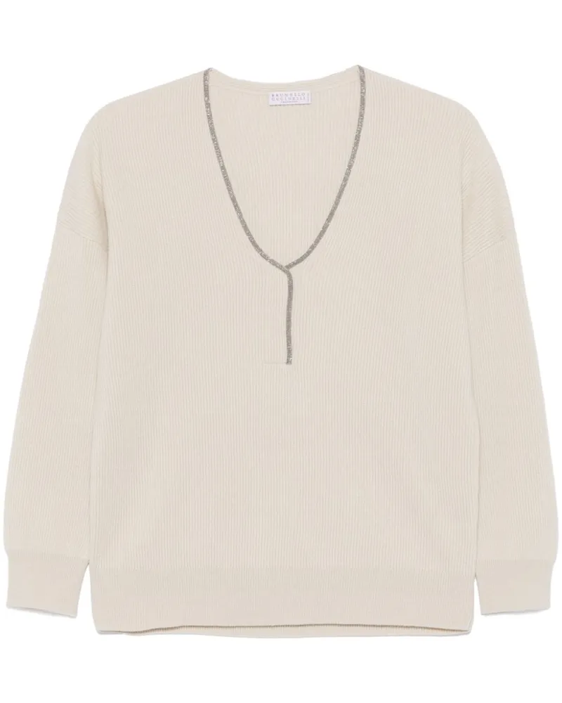Brunello Cucinelli Gerippter Kaschmirpullover - Nude Nude