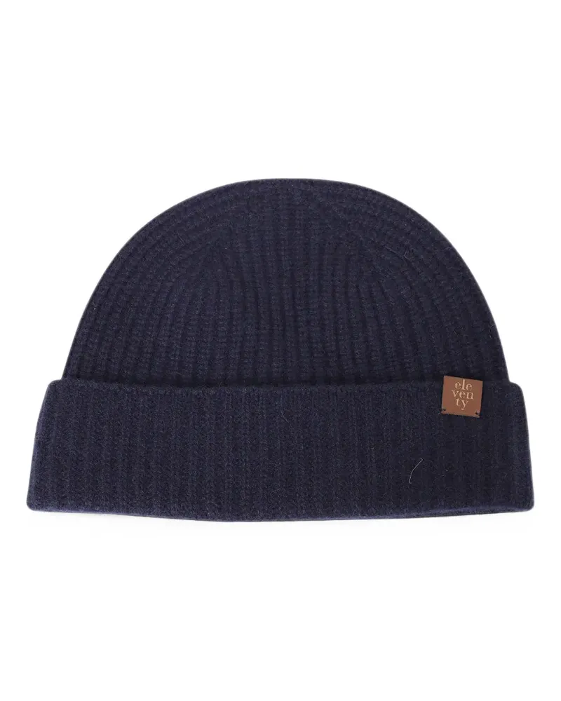 Eleventy Gerippte Beanie - Blau Blau
