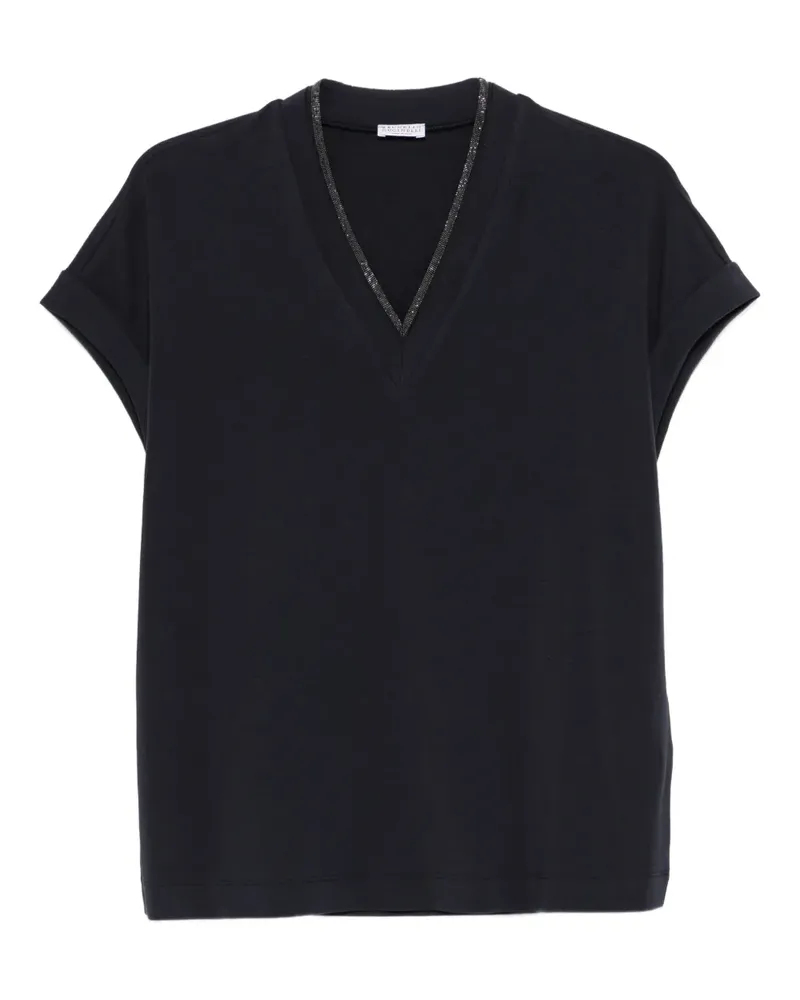 Brunello Cucinelli T-Shirt mit V-Ausschnitt - Blau Blau