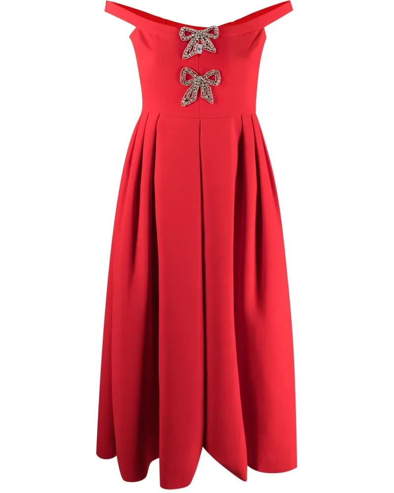 Self-Portrait Schulterfreies Kleid - Rot Rot