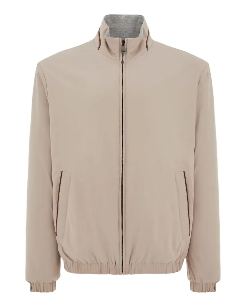Canali Nuvola piping-detail zip-up jacket - Nude Nude