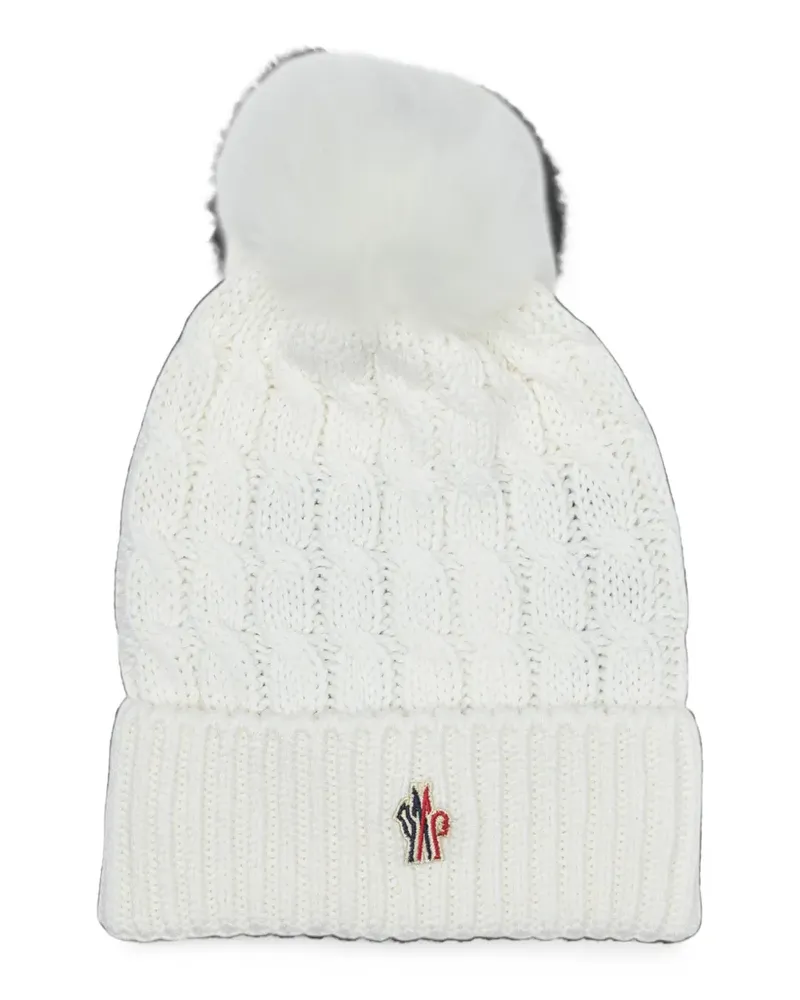 Moncler cable-knit pompom beanie hat - Weiß Weiß
