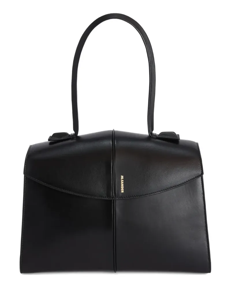 Jil Sander Mittelgroße Linea Tote Bag aus Leder - Schwarz Schwarz