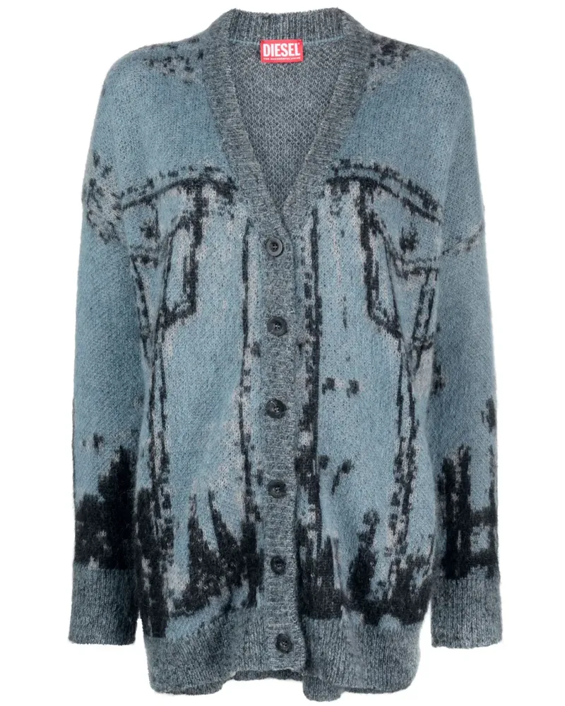Diesel Cardigan mit Intarsienmuster - Blau Blau