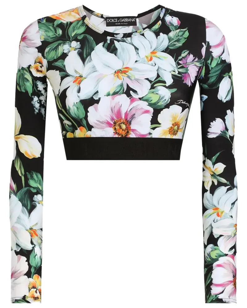 Dolce & Gabbana T-Shirt mit Blumen-Print - Schwarz Schwarz
