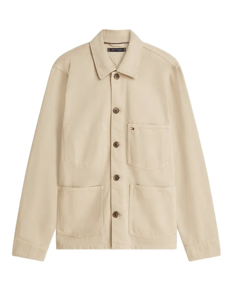 Tommy Hilfiger flag embroidered denim chore jacket - Nude Nude