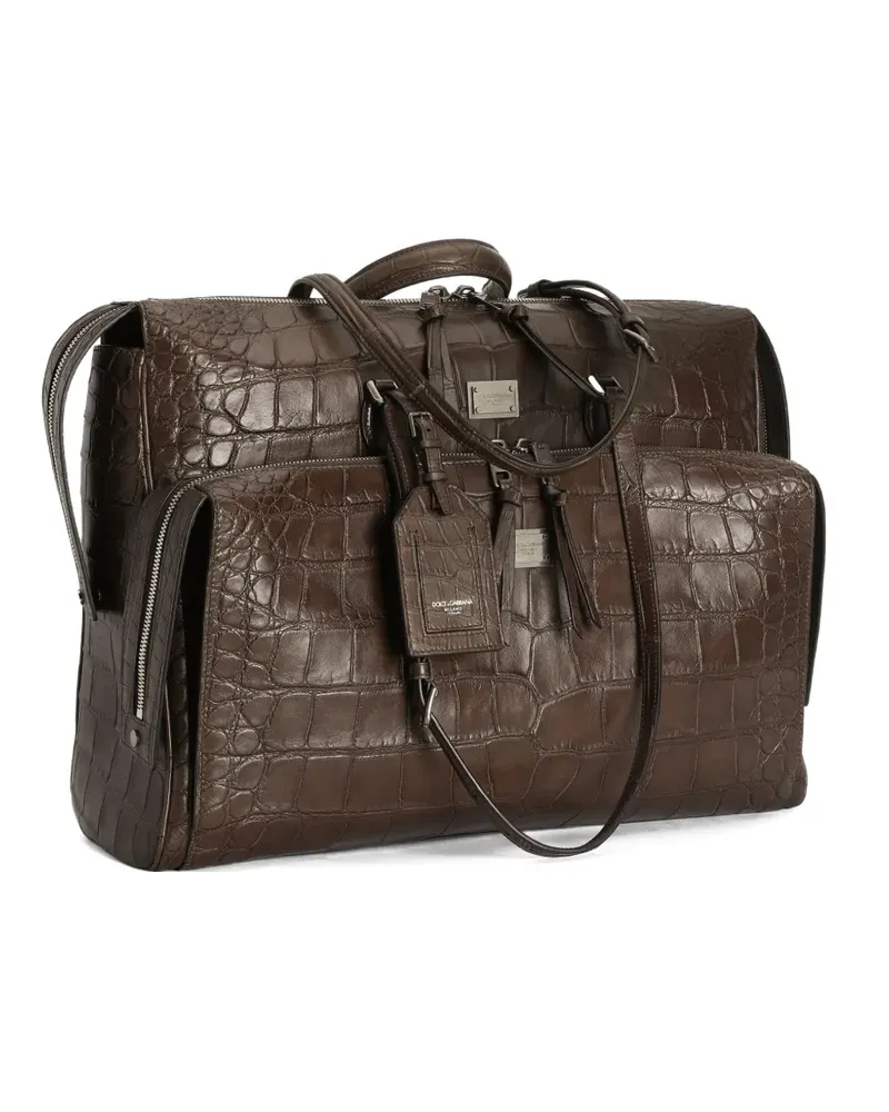 Dolce & Gabbana Vittoria Schultertasche mit geprägtem Reißverschluss - Braun Braun