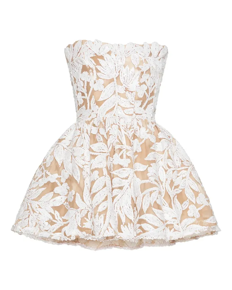BRONX AND BANCO Chloe floral-embellished strapless mini dress - Weiß Weiß