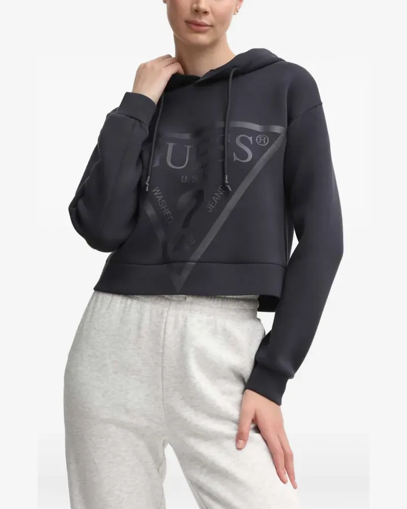 Guess logo-print cropped hoodie - Grau Grau