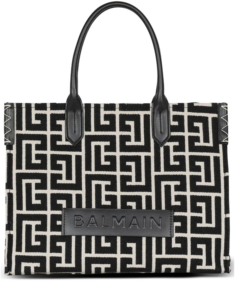 Balmain Schultertasche mit Jacquardmuster - Schwarz Schwarz