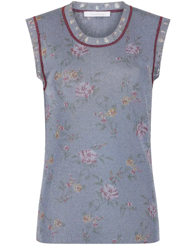 Paco Rabanne Trägershirt mit Blumen-Print - Blau Blau