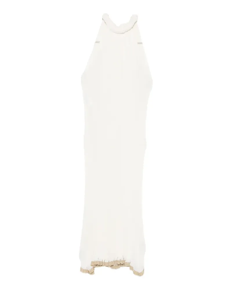 Alberta Ferretti pleated halterneck dress - Nude Nude