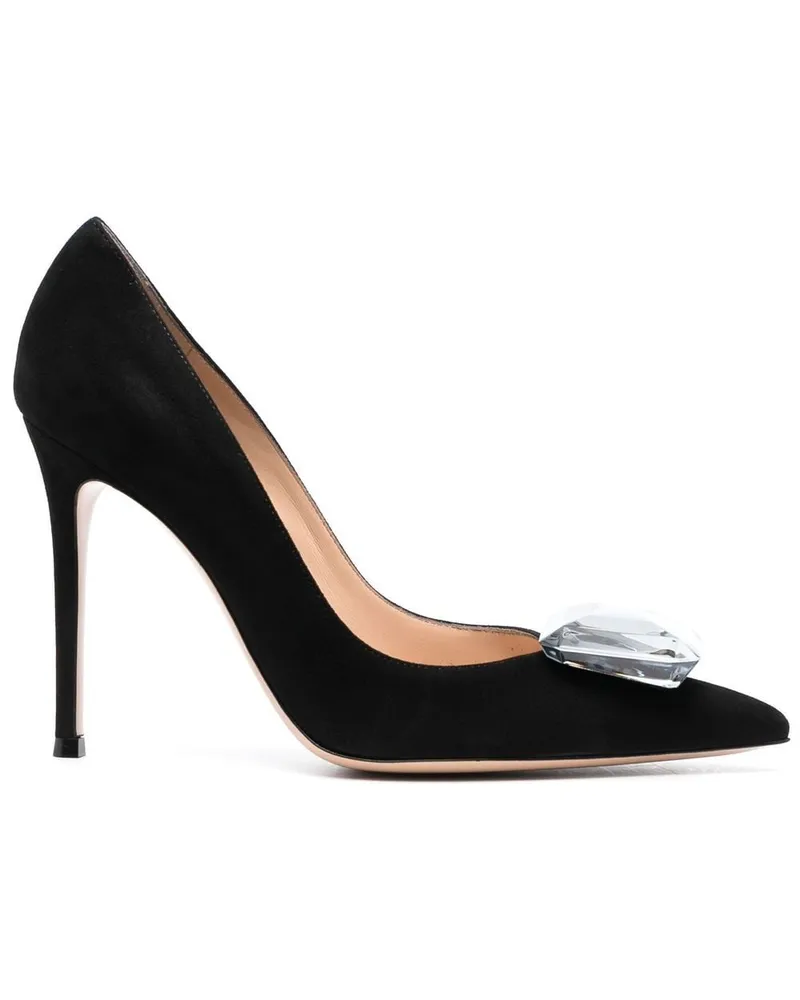 Gianvito Rossi Pumps mit Oversized-Schmuckstein - Schwarz Schwarz