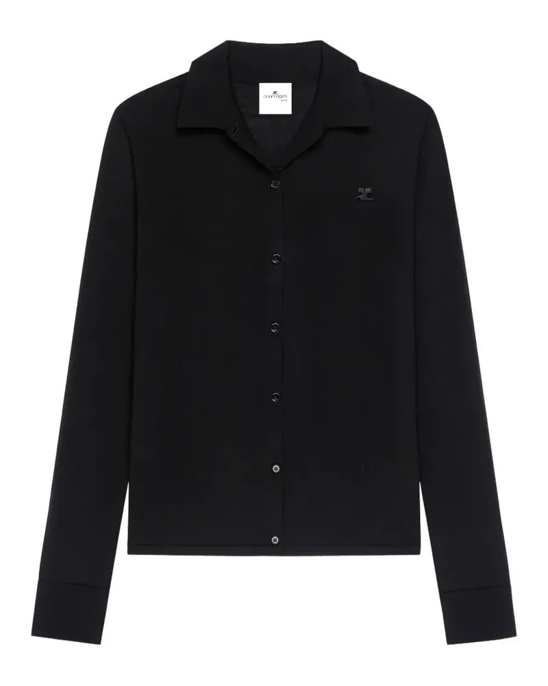 Courrèges Cardigan mit Poloshirtkragen - Schwarz Schwarz