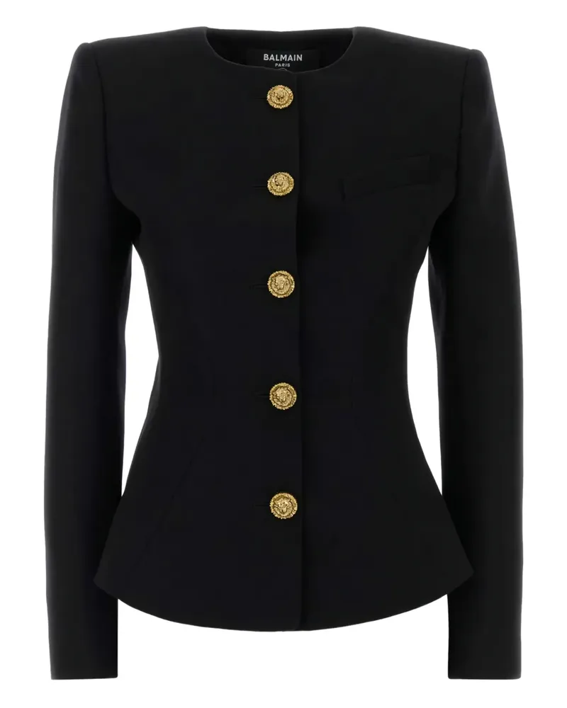 Balmain Wollsakko mit Knöpfen - Schwarz Schwarz