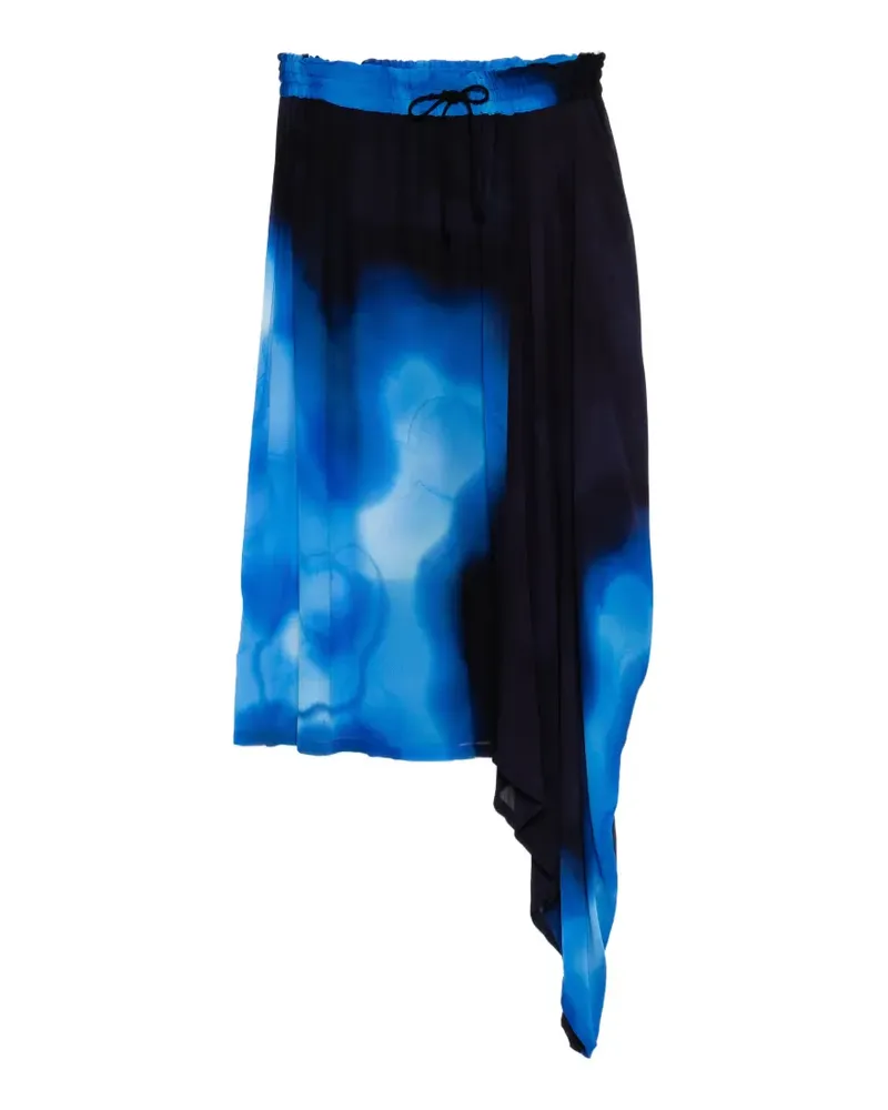 Yohji Yamamoto Asymmetrischer Rock mit abstraktem Print - Blau Blau
