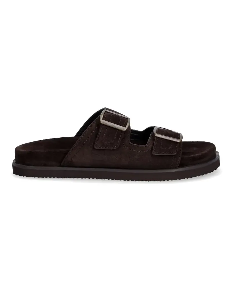 Gant buckle-fastening suede slides - Braun Braun
