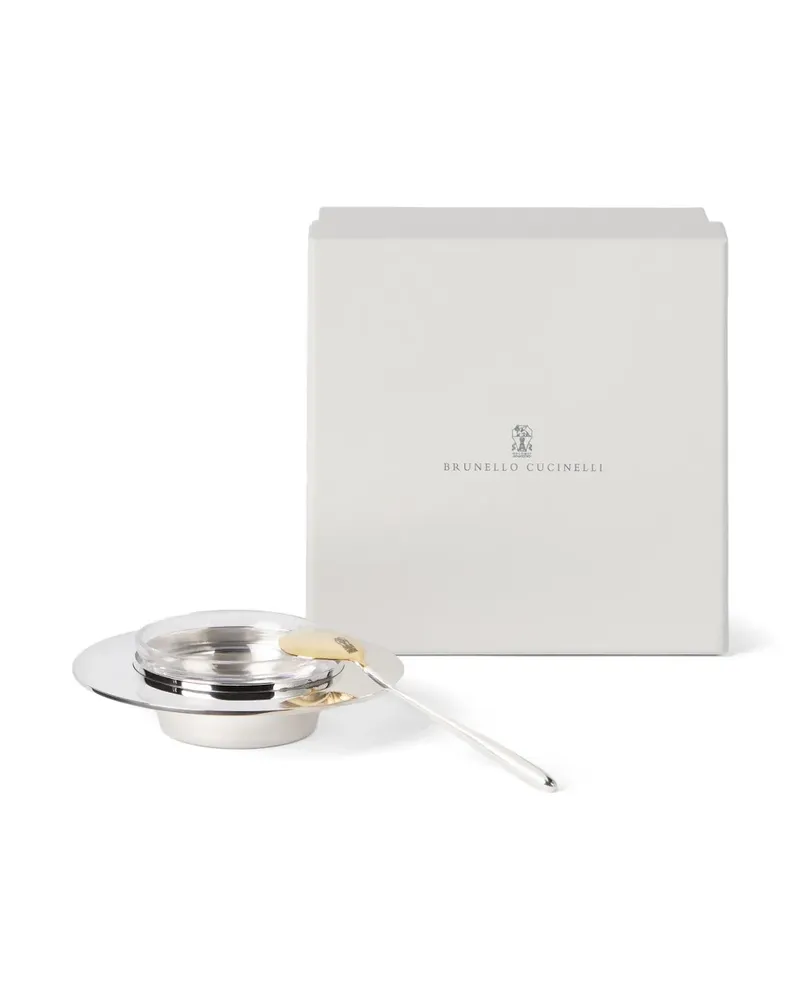 Brunello Cucinelli Versilbertes Kaviar-Set Silber