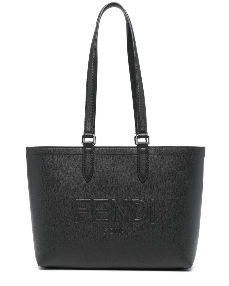 Fendi Roma Shopper mit Logo-Prägung - Schwarz Schwarz