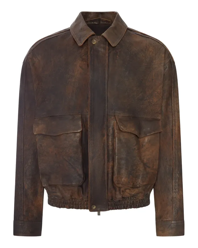 Salvatore Santoro Lederjacke im Used-Look - Braun Braun
