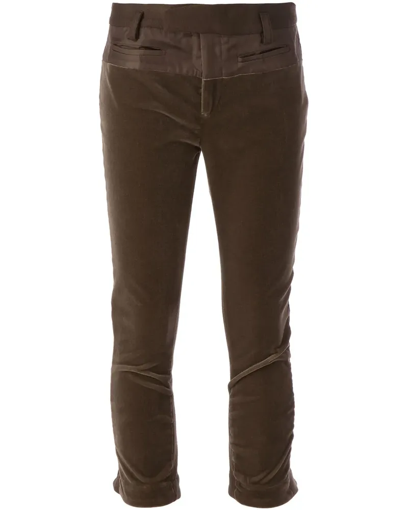 Haider Ackermann velour effect cropped trousers - Braun Braun