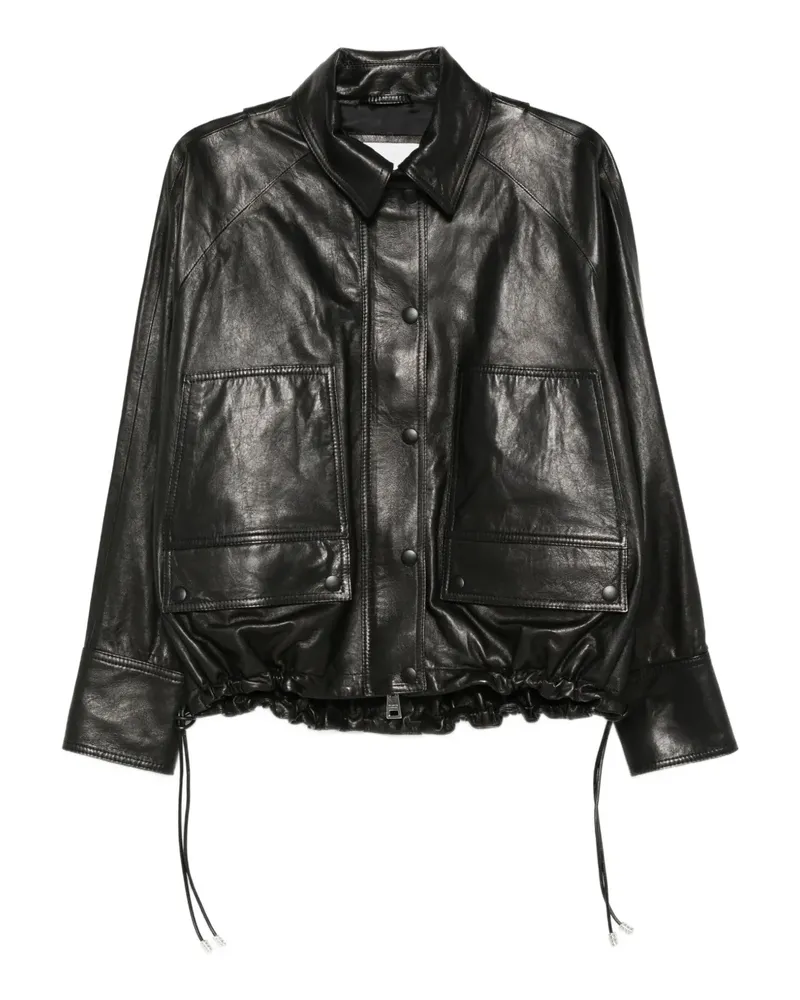 Brandon Maxwell Lederjacke mit Kordelzugsaum - Schwarz Schwarz