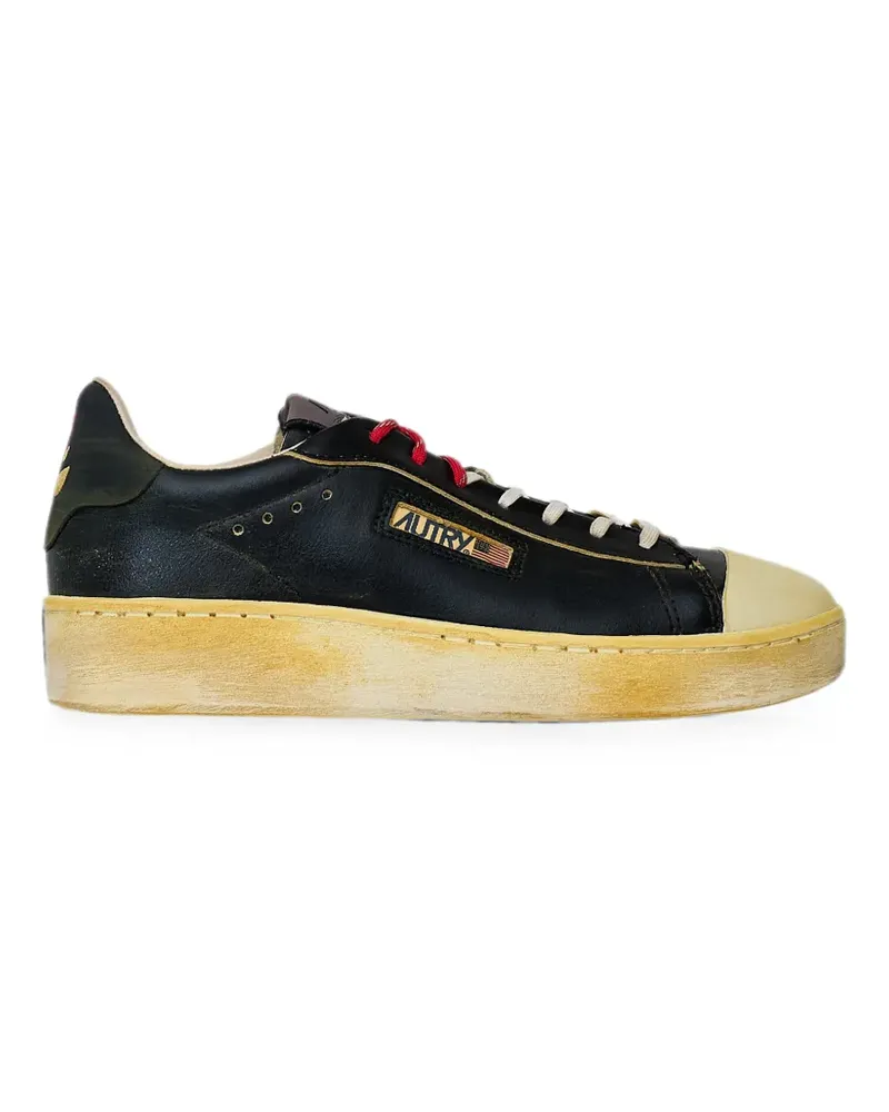 AUTRY Dallas Low Super Vintage Sneakers aus schwarzem Leder Schwarz