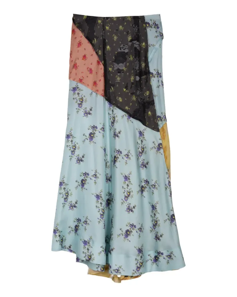 Ganni floral-print maxi skirt - Blau Blau