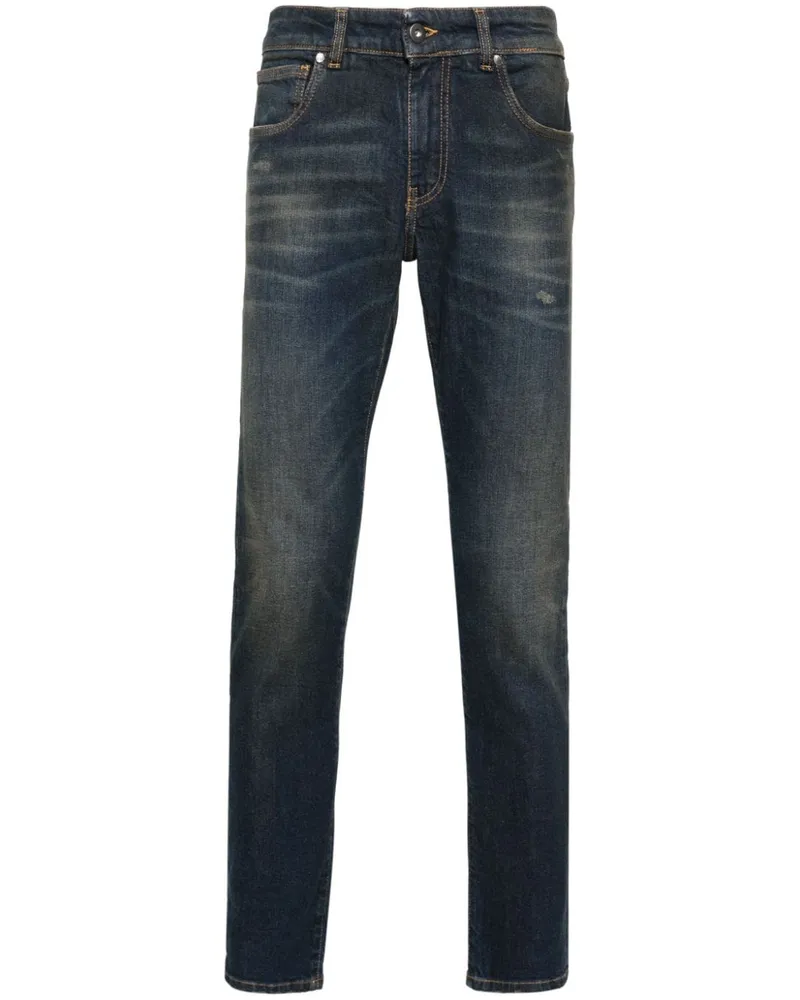 Salvatore Santoro Ausgeblichene Skinny-Jeans Blau