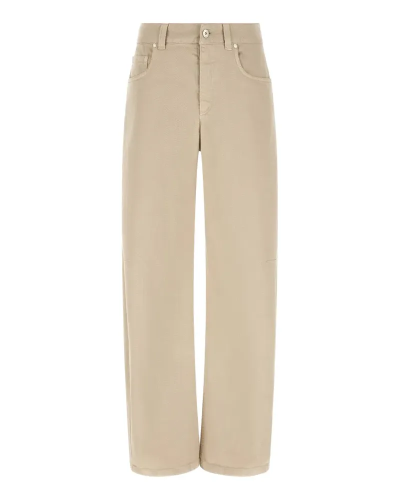 Brunello Cucinelli Stückgefärbte Wide-Leg-Hose - Nude Nude