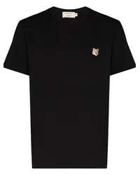 Kitsuné T-Shirt mit aufgesticktem Fuchs Schwarz