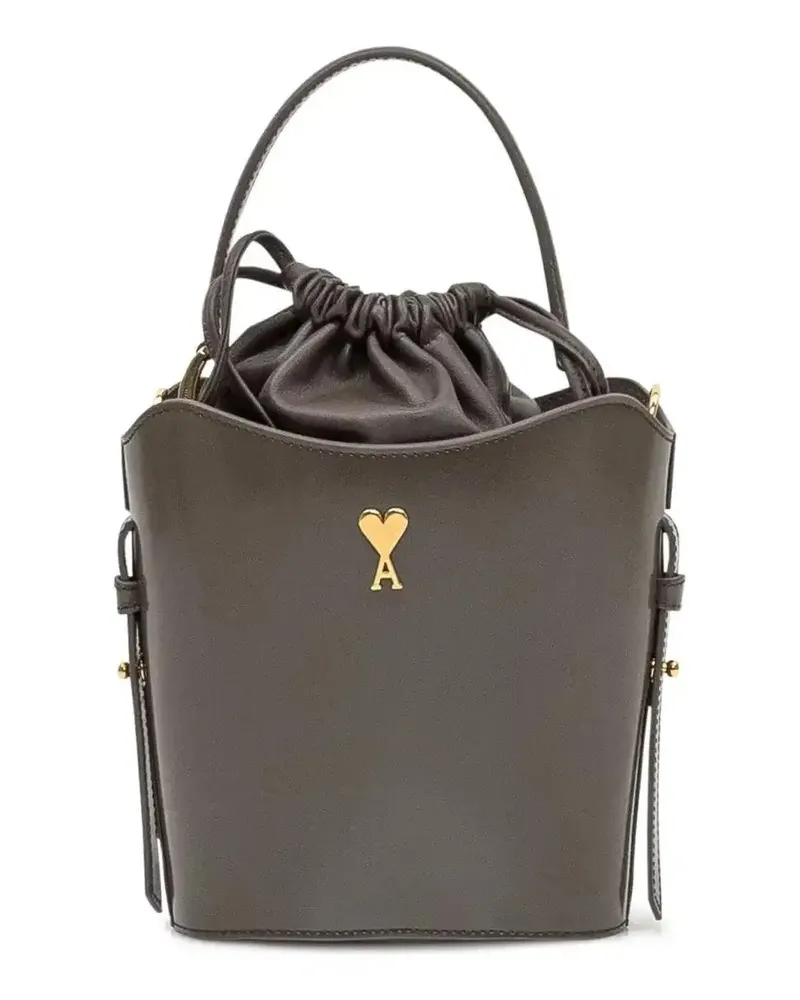 AMI Paris Mini Paris Paris Beuteltasche aus glasiertem Leder - Grau Grau