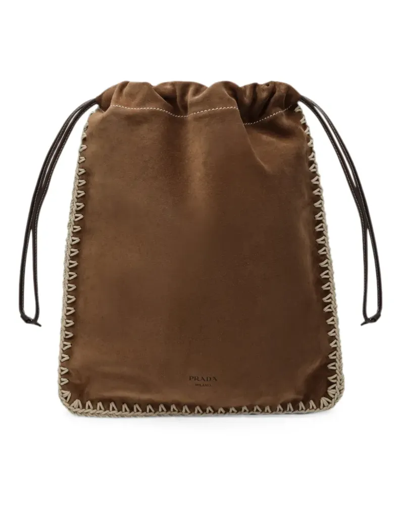 Prada Wish Beuteltasche aus Wildleder - Braun Braun