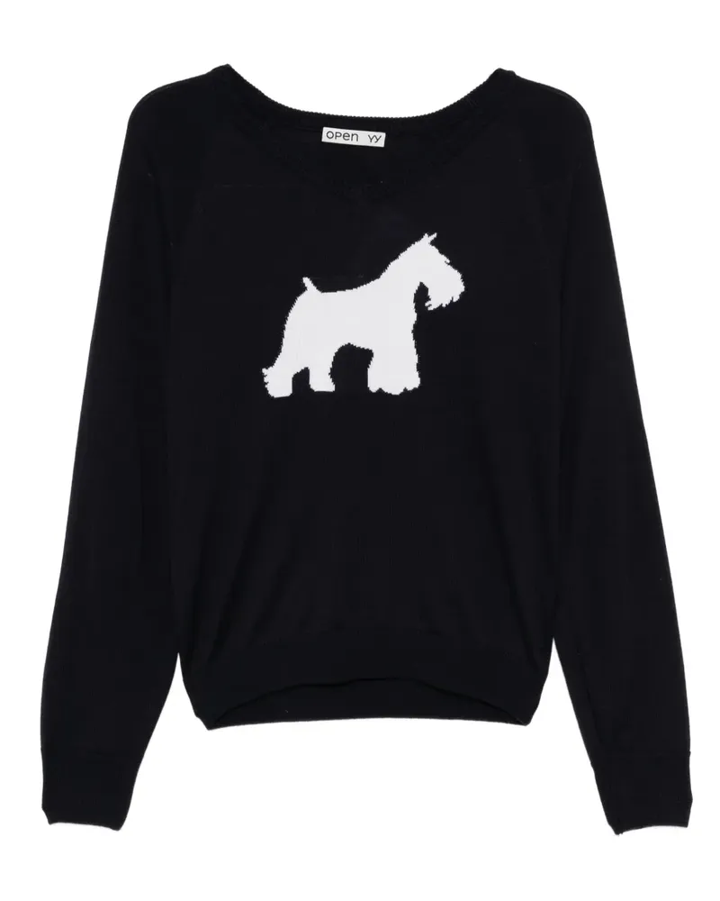 OPEN YY Pullover mit grafischem Print - Blau Blau