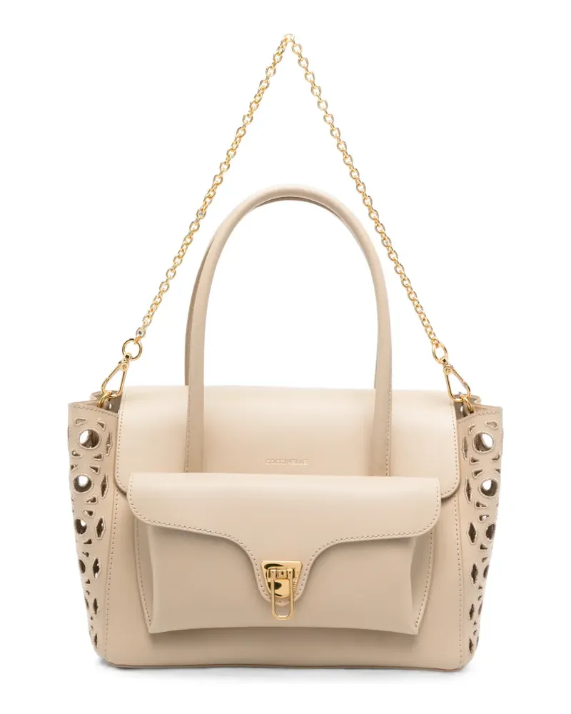Coccinelle Double Beat Schultertasche mit Laser-Cuts - Nude Nude