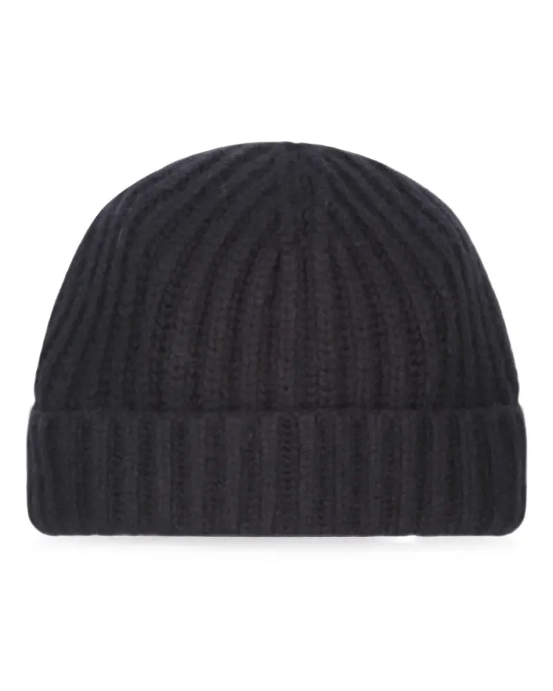 MOORER Gerippte Beanie - Blau Blau