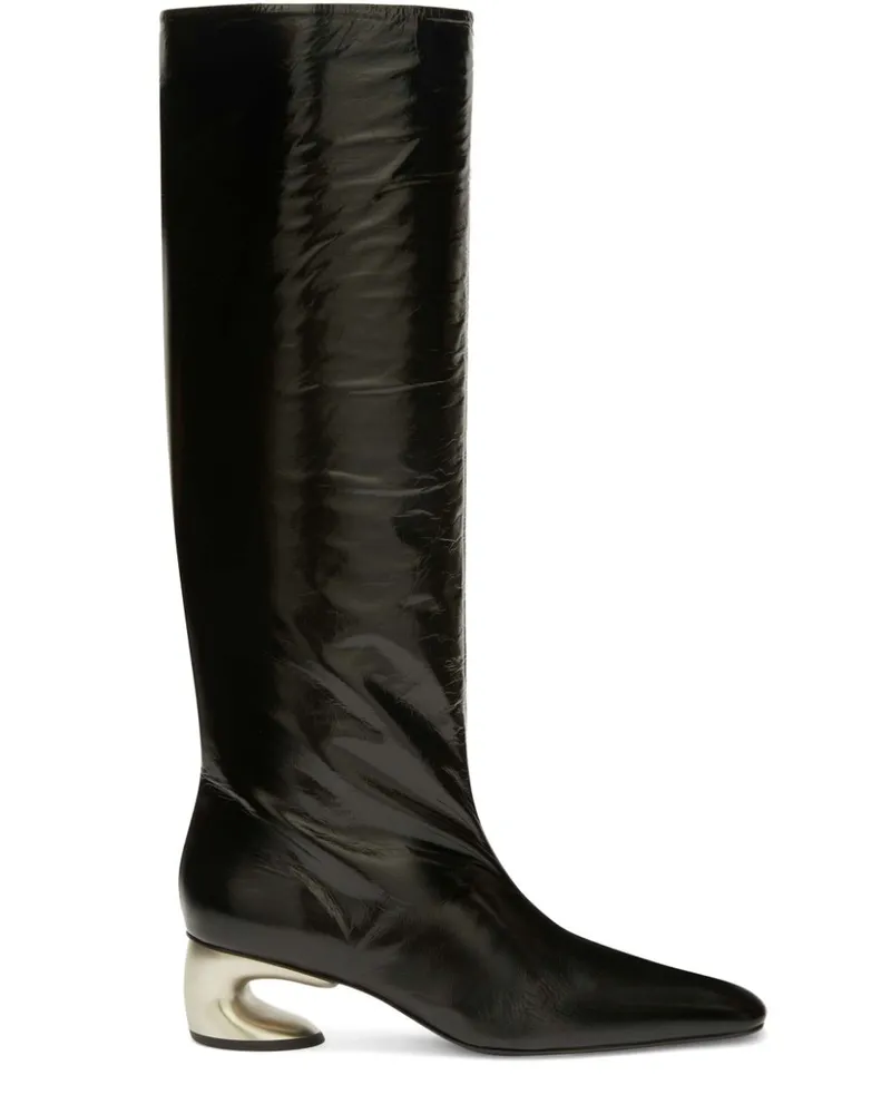 Jil Sander Stiefel mit Metallic-Absatz Schwarz