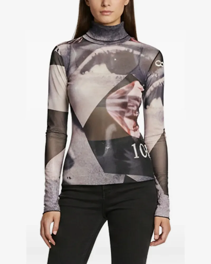 16ARLINGTON Sweatshirt mit Rollkragen und abstraktem Print - Grau Grau