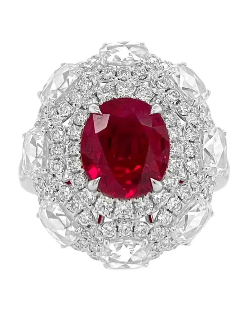 HYT Jewelry 18kt Weißgoldring mit Rubin und Diamant - Silber Silber