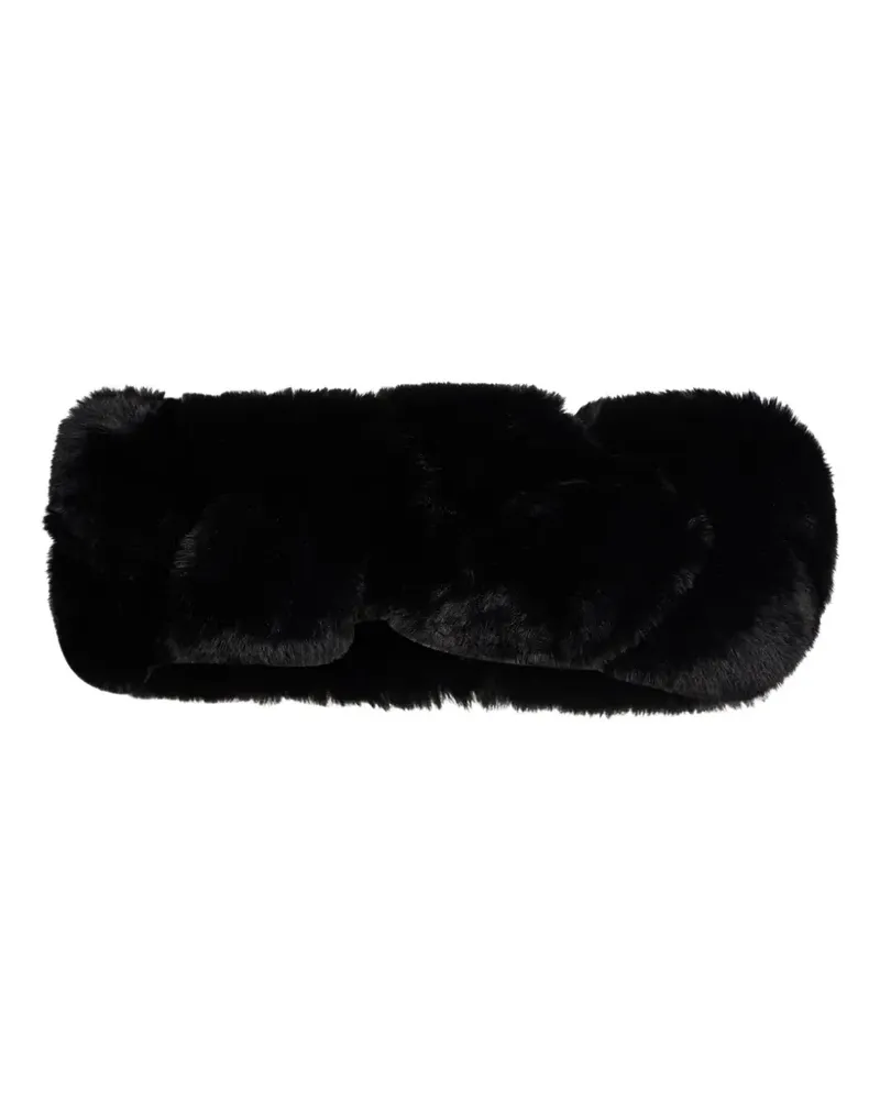 Magda Butrym Stola aus Faux Fur mit Schößchen - Schwarz Schwarz